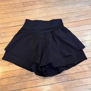 Women's Black High-Waisted Butterfly Shorts